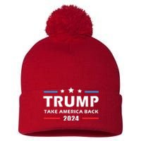 Trump 2024 Take America Back Election Patriotic Second Term Pom Pom 12in Knit Beanie