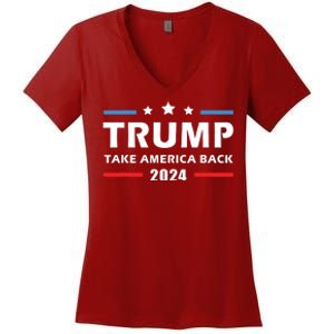 Trump 2024 Take America Back Election Patriotic Second Term Women's V-Neck T-Shirt