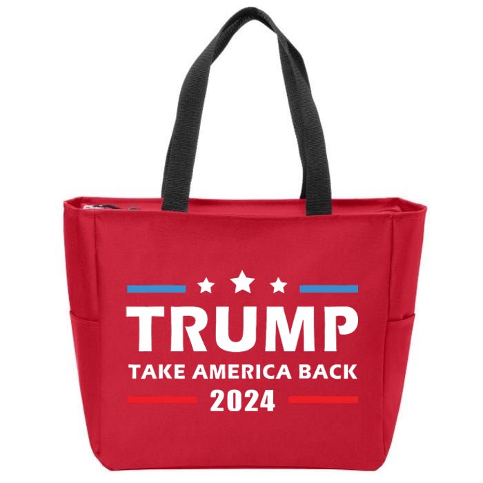 Trump 2024 Take America Back Election Patriotic Second Term Zip Tote Bag