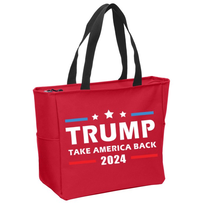 Trump 2024 Take America Back Election Patriotic Second Term Zip Tote Bag