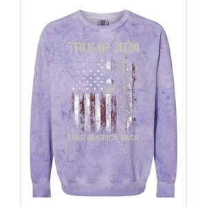 Trump 2024 Take America Back American Flag Gun Gift Colorblast Crewneck Sweatshirt