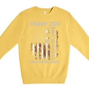 Trump 2024 Take America Back American Flag Gun Gift Premium Crewneck Sweatshirt