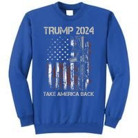 Trump 2024 Take America Back American Flag Gun Gift Tall Sweatshirt