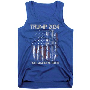 Trump 2024 Take America Back American Flag Gun Gift Tank Top