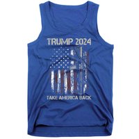 Trump 2024 Take America Back American Flag Gun Gift Tank Top