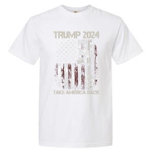 Trump 2024 Take America Back American Flag Gun Gift Garment-Dyed Heavyweight T-Shirt