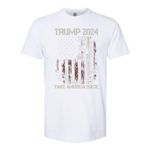 Trump 2024 Take America Back American Flag Gun Gift Softstyle CVC T-Shirt