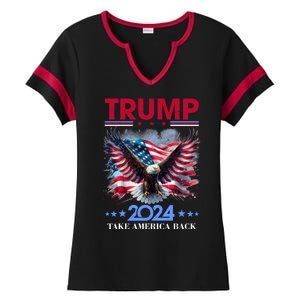 Trump 2024 Take America Back Cool Eagle Ladies Halftime Notch Neck Tee