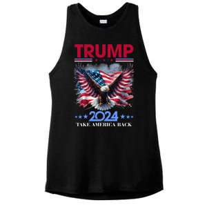 Trump 2024 Take America Back Cool Eagle Ladies PosiCharge Tri-Blend Wicking Tank