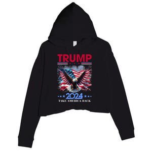 Trump 2024 Take America Back Cool Eagle Crop Fleece Hoodie