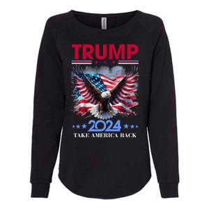 Trump 2024 Take America Back Cool Eagle Womens California Wash Sweatshirt