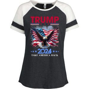 Trump 2024 Take America Back Cool Eagle Enza Ladies Jersey Colorblock Tee