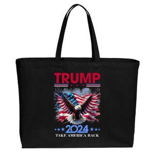 Trump 2024 Take America Back Cool Eagle Cotton Canvas Jumbo Tote