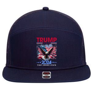 Trump 2024 Take America Back Cool Eagle 7 Panel Mesh Trucker Snapback Hat