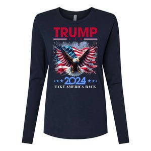 Trump 2024 Take America Back Cool Eagle Womens Cotton Relaxed Long Sleeve T-Shirt