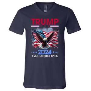 Trump 2024 Take America Back Cool Eagle V-Neck T-Shirt