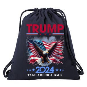 Trump 2024 Take America Back Cool Eagle Drawstring Bag