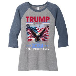 Trump 2024 Take America Back Cool Eagle Women's Tri-Blend 3/4-Sleeve Raglan Shirt