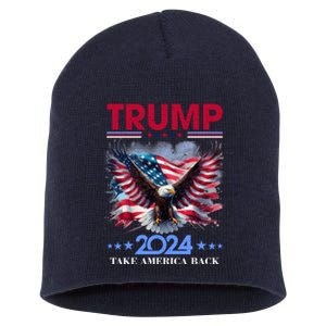 Trump 2024 Take America Back Cool Eagle Short Acrylic Beanie