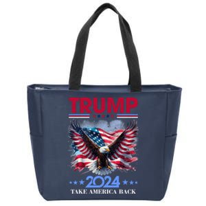 Trump 2024 Take America Back Cool Eagle Zip Tote Bag