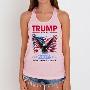 Trump 2024 Take America Back Cool Eagle Women's Knotted Racerback Tank