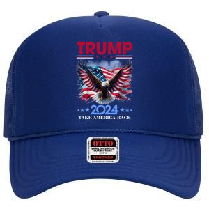 Trump 2024 Take America Back Cool Eagle High Crown Mesh Back Trucker Hat