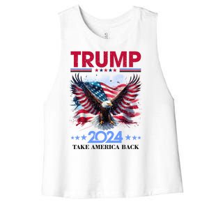 Trump 2024 Take America Back Cool Eagle Women's Racerback Cropped Tank