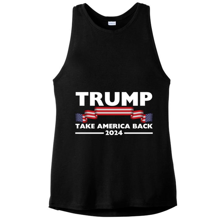 Trump 2024 Take America Back USA United States Ladies PosiCharge Tri-Blend Wicking Tank