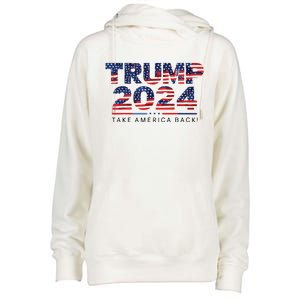 Trump 2024 Take America Back American Flag Womens Funnel Neck Pullover Hood