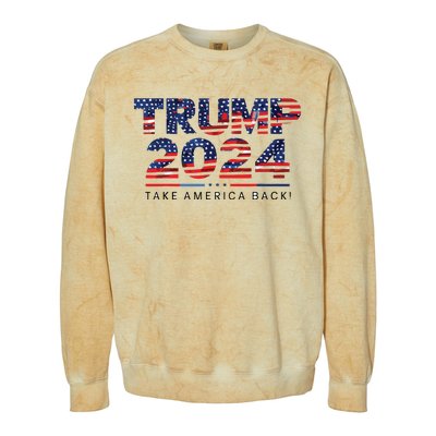 Trump 2024 Take America Back American Flag Colorblast Crewneck Sweatshirt