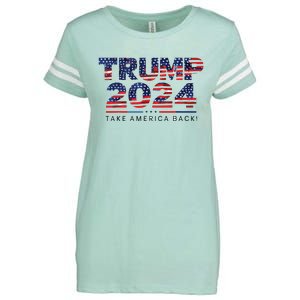 Trump 2024 Take America Back American Flag Enza Ladies Jersey Football T-Shirt