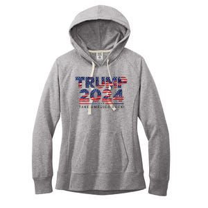 Trump 2024 Take America Back American Flag Women's Fleece Hoodie