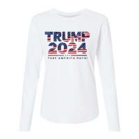 Trump 2024 Take America Back American Flag Womens Cotton Relaxed Long Sleeve T-Shirt