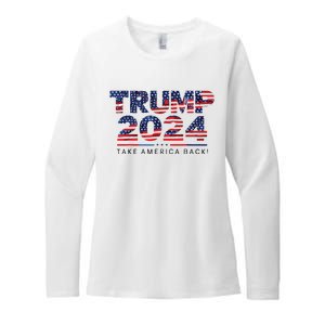 Trump 2024 Take America Back American Flag Womens CVC Long Sleeve Shirt