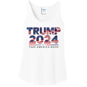 Trump 2024 Take America Back American Flag Ladies Essential Tank