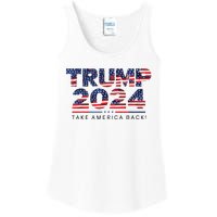 Trump 2024 Take America Back American Flag Ladies Essential Tank