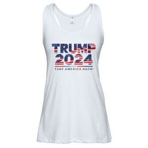 Trump 2024 Take America Back American Flag Ladies Essential Flowy Tank