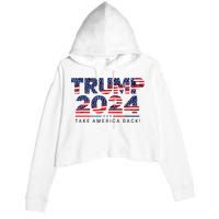 Trump 2024 Take America Back American Flag Crop Fleece Hoodie