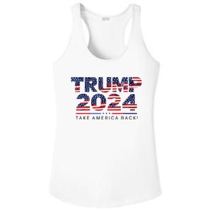 Trump 2024 Take America Back American Flag Ladies PosiCharge Competitor Racerback Tank