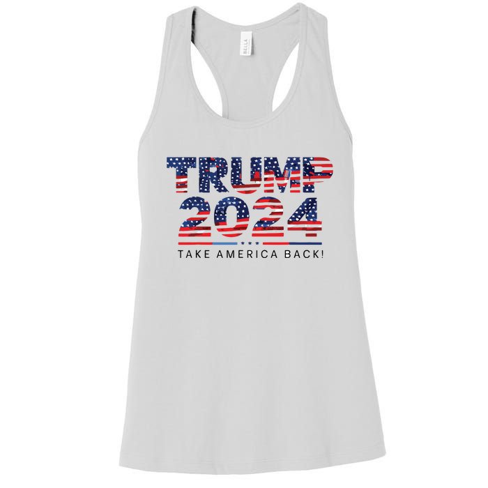 Trump 2024 Take America Back American Flag Women's Racerback Tank