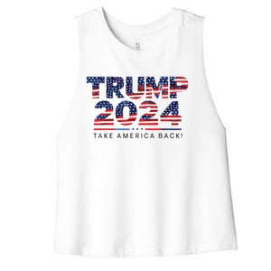 Trump 2024 Take America Back American Flag Women's Racerback Cropped Tank