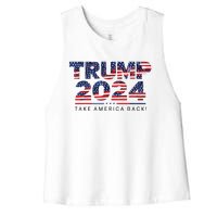 Trump 2024 Take America Back American Flag Women's Racerback Cropped Tank