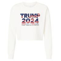 Trump 2024 Take America Back American Flag Cropped Pullover Crew