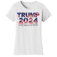 Trump 2024 Take America Back American Flag Women's T-Shirt