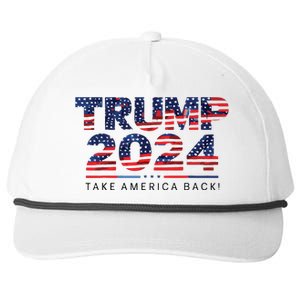 Trump 2024 Take America Back American Flag Snapback Five-Panel Rope Hat