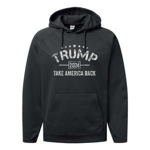 Trump 2024 Take America Back American Flag Performance Fleece Hoodie