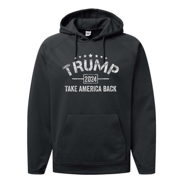 Trump 2024 Take America Back American Flag Performance Fleece Hoodie