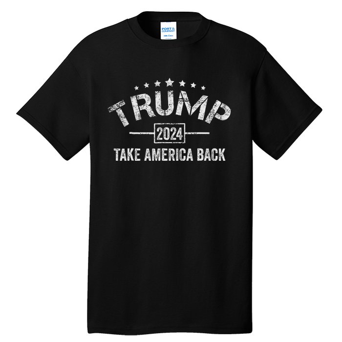 Trump 2024 Take America Back American Flag Tall T-Shirt