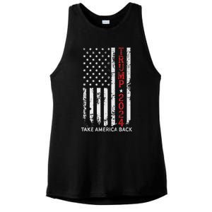 Trump 2024 Take America Back Patriotic Flag Ladies PosiCharge Tri-Blend Wicking Tank