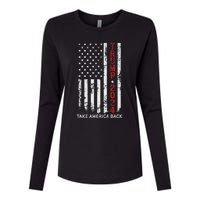 Trump 2024 Take America Back Patriotic Flag Womens Cotton Relaxed Long Sleeve T-Shirt